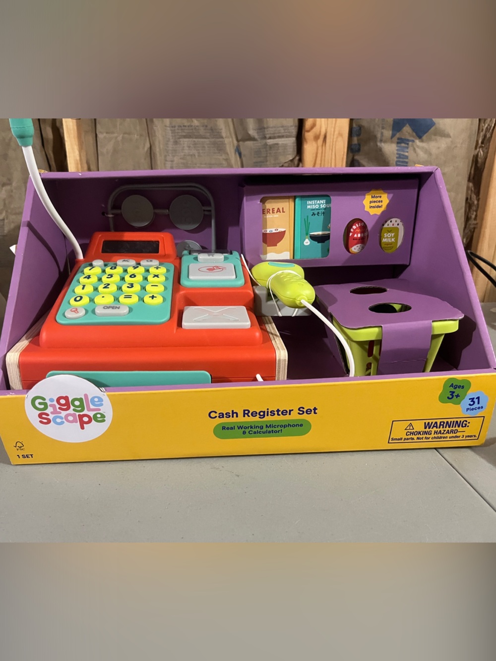 Kids Cash Register Toy - Red, Teal & Purple